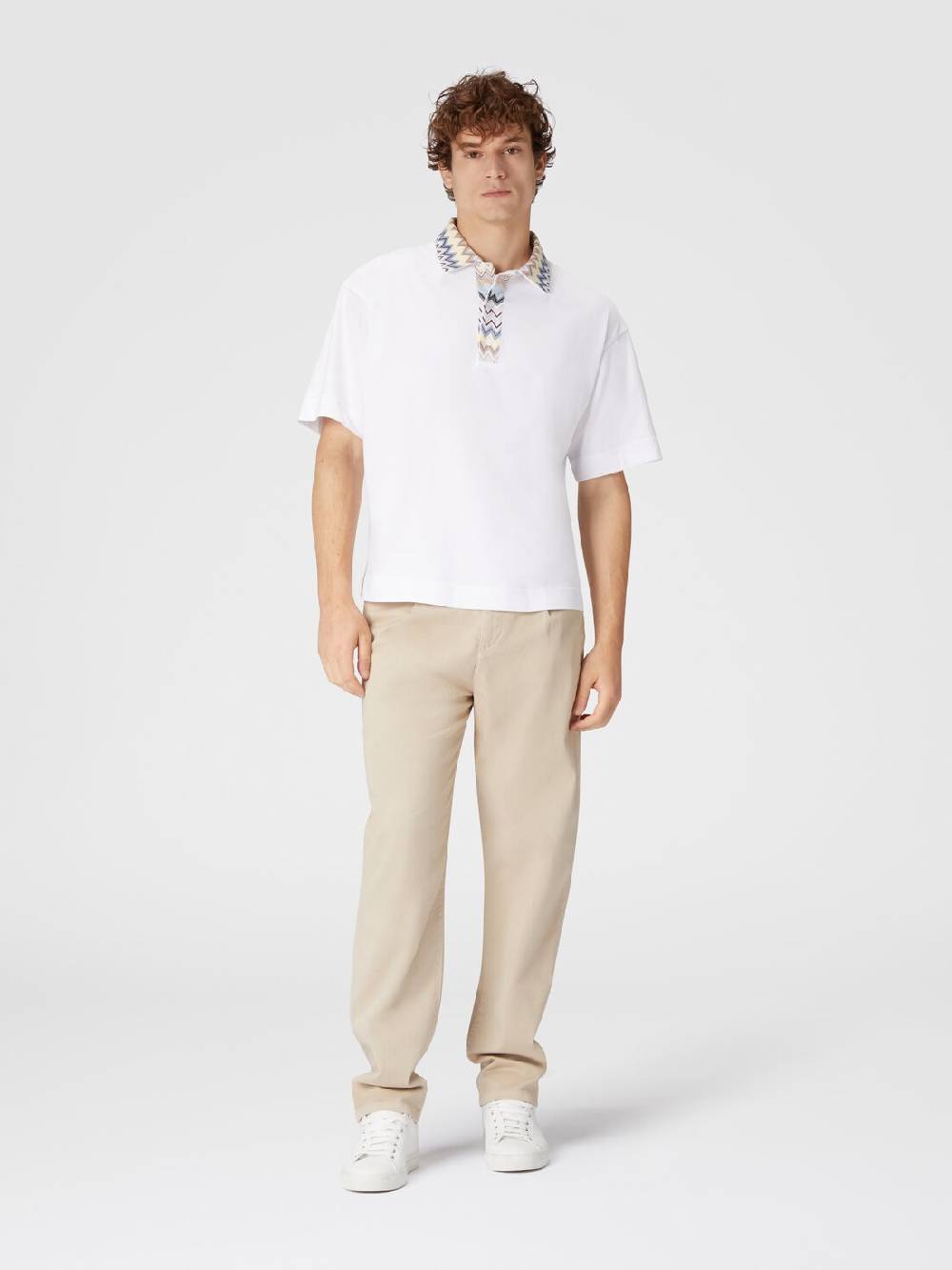 Missoni Polo in jersey di cotone con inserti in maglia chevron Cyber Monday