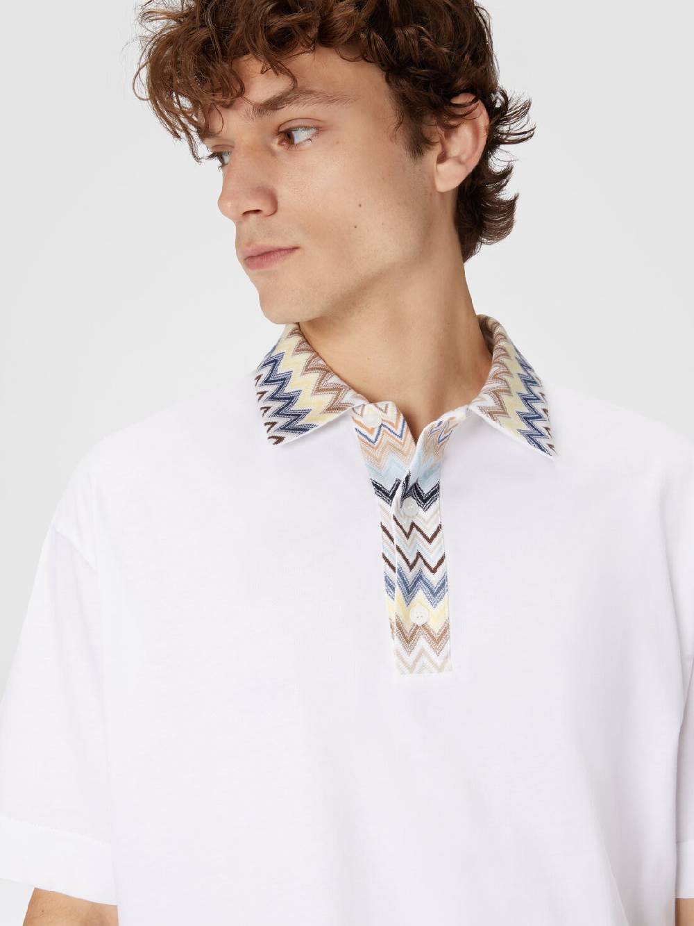 Missoni Polo in jersey di cotone con inserti in maglia chevron Cyber Monday