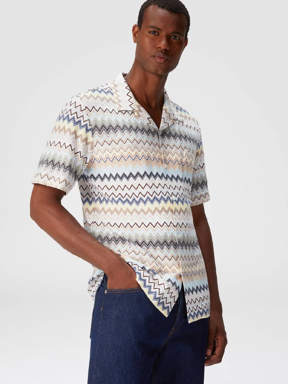 Missoni Camicia taglio bowling in cotone zig zag Offerta natalizia