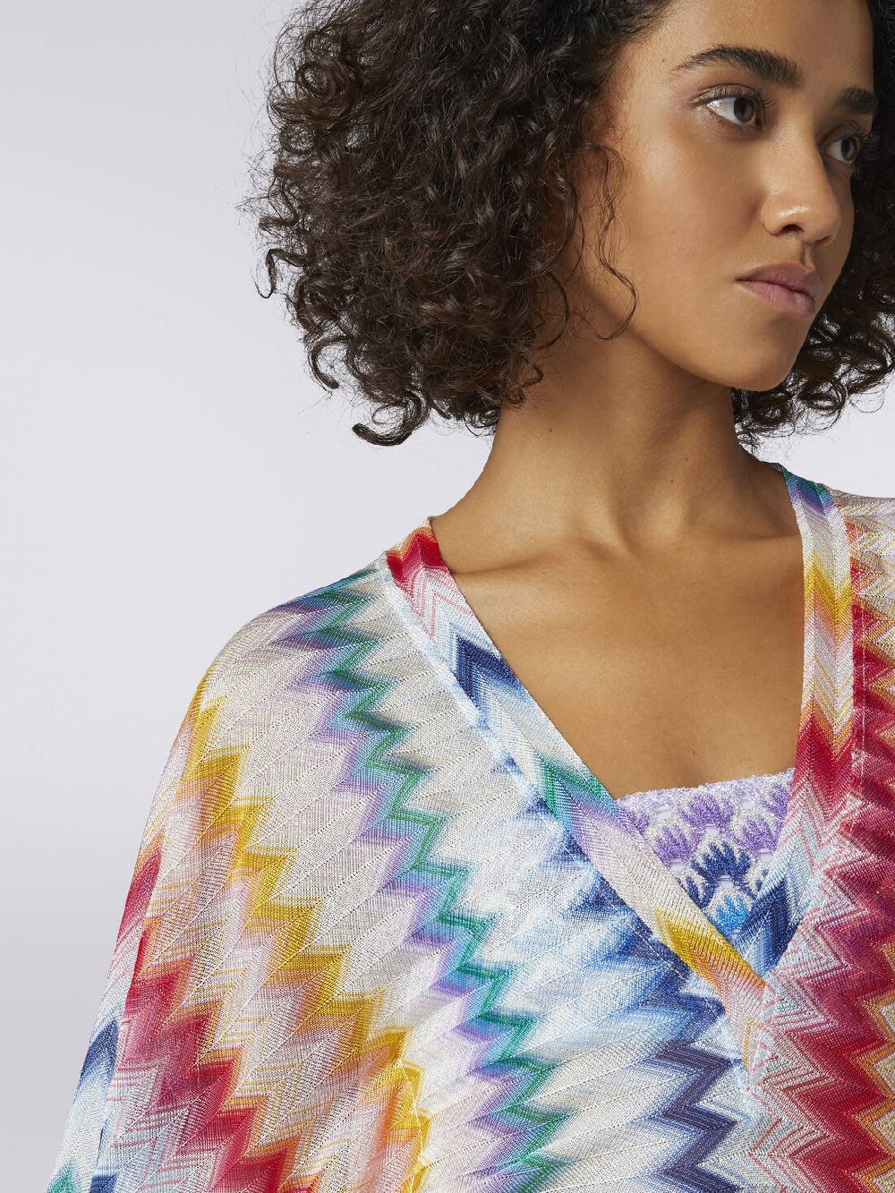 Missoni Caftano copricostume corto in viscosa zig zag con lurex Offerta Pasqua