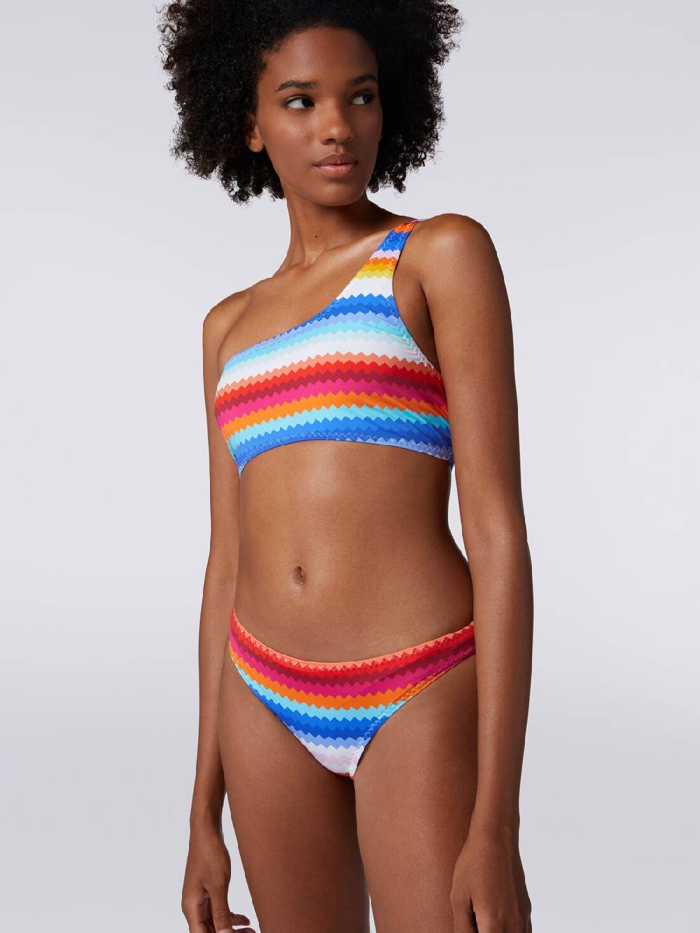 Missoni Bikini monospalla in nylon stretch stampa zig zag Offerta Giorno del Papà