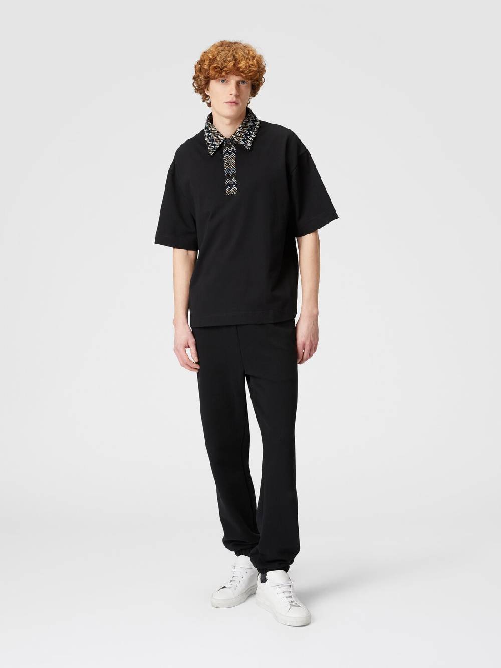 Missoni Polo in jersey di cotone con inserti in maglia chevron Offerta Anniversario