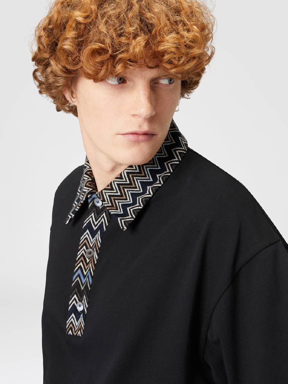 Missoni Polo in jersey di cotone con inserti in maglia chevron Offerta Anniversario