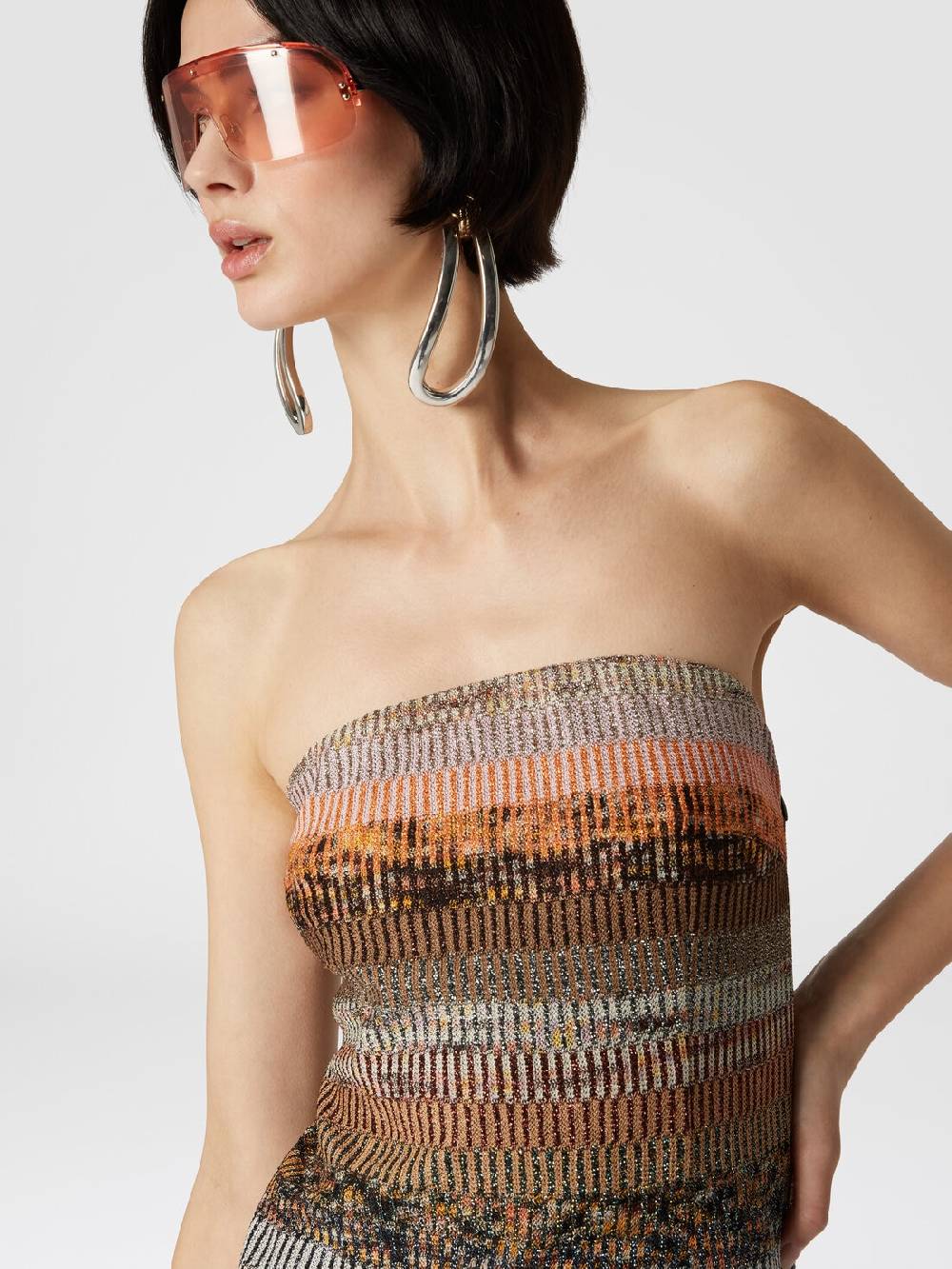 Missoni Mini-abito bustier in viscosa lamé Vendita calda