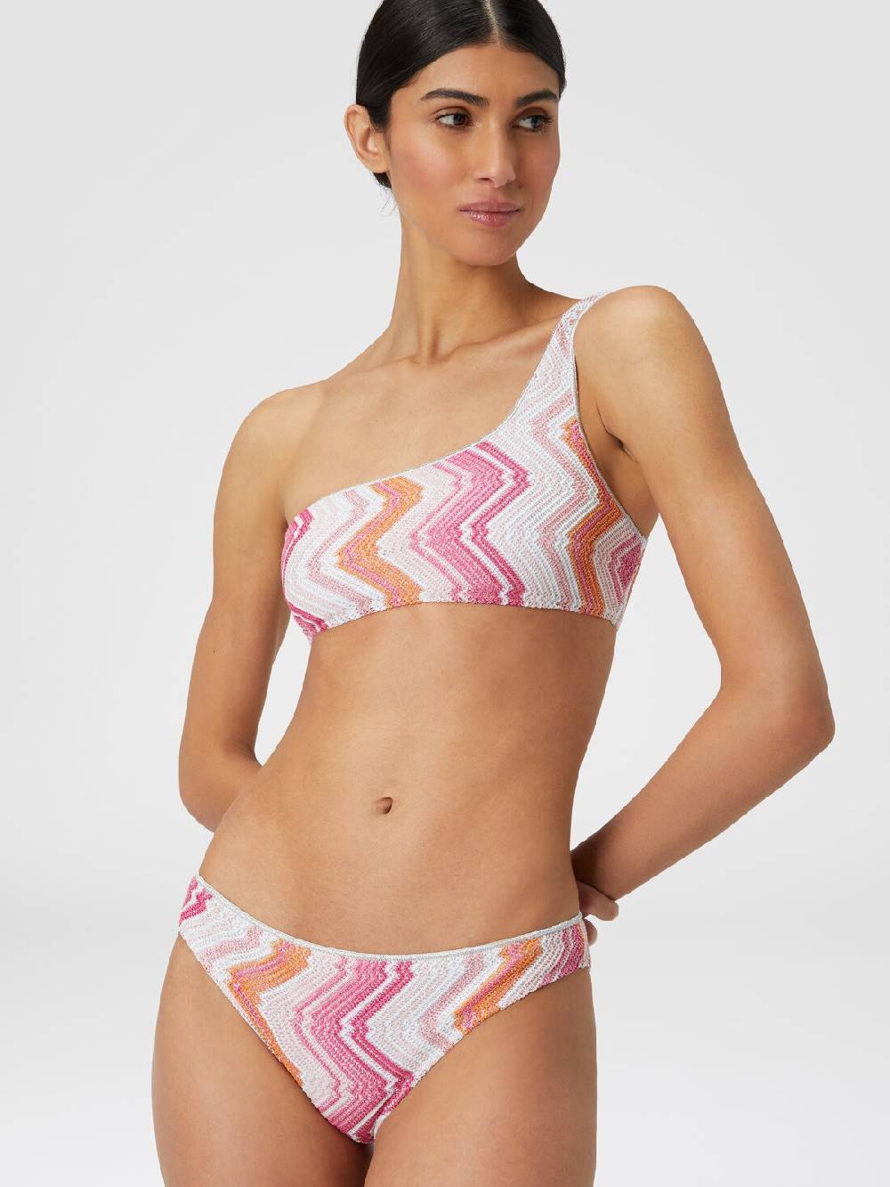 Missoni Bikini monospalla in misto viscosa chevron con lurex Offerte esclusive
