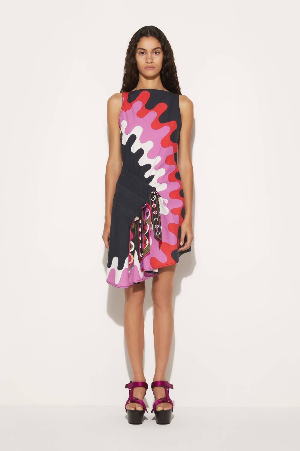 Pucci Mini abito con arricciature e stampa Bersaglio Italia