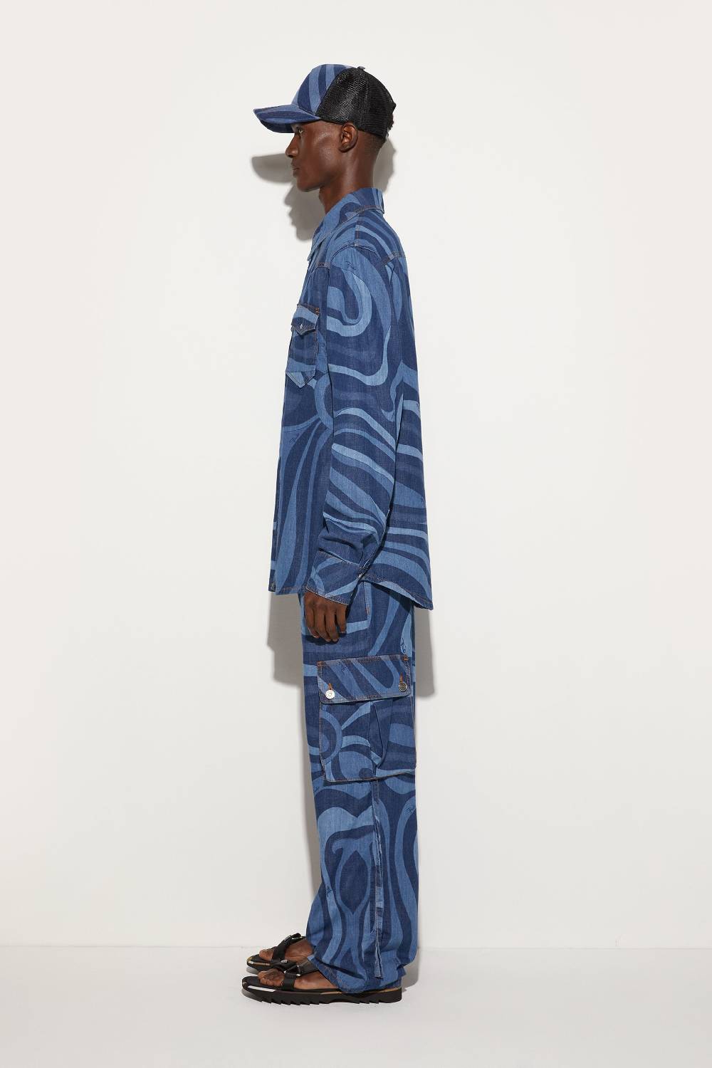 Pucci Camicia in denim con stampa Marmo Negozi Online