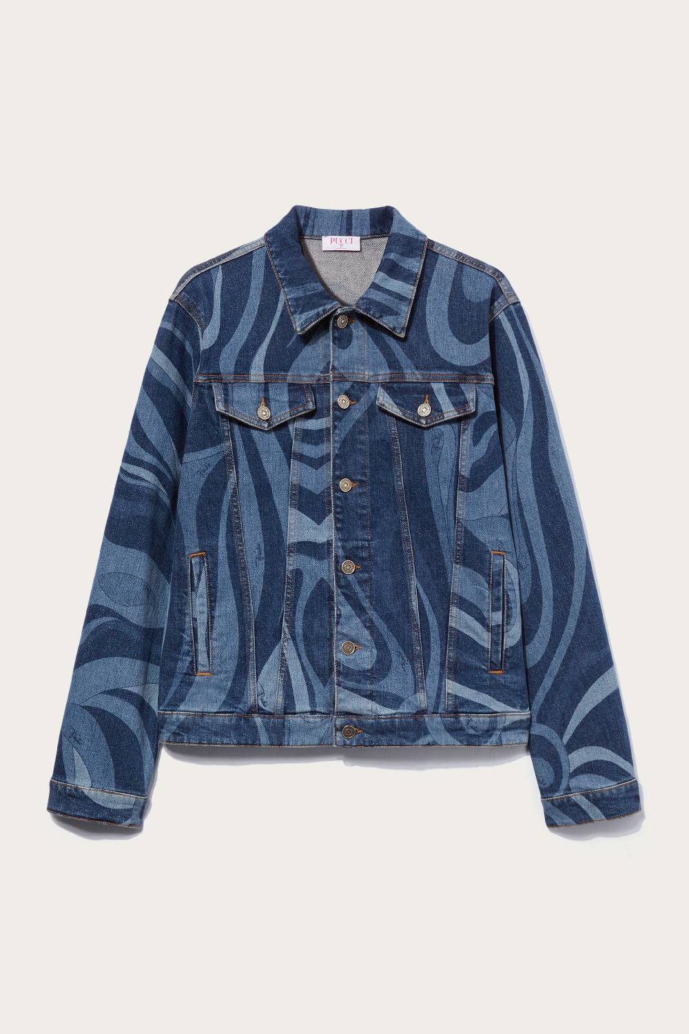 Pucci Giacca in denim con stampa Marmo Consegna Veloce