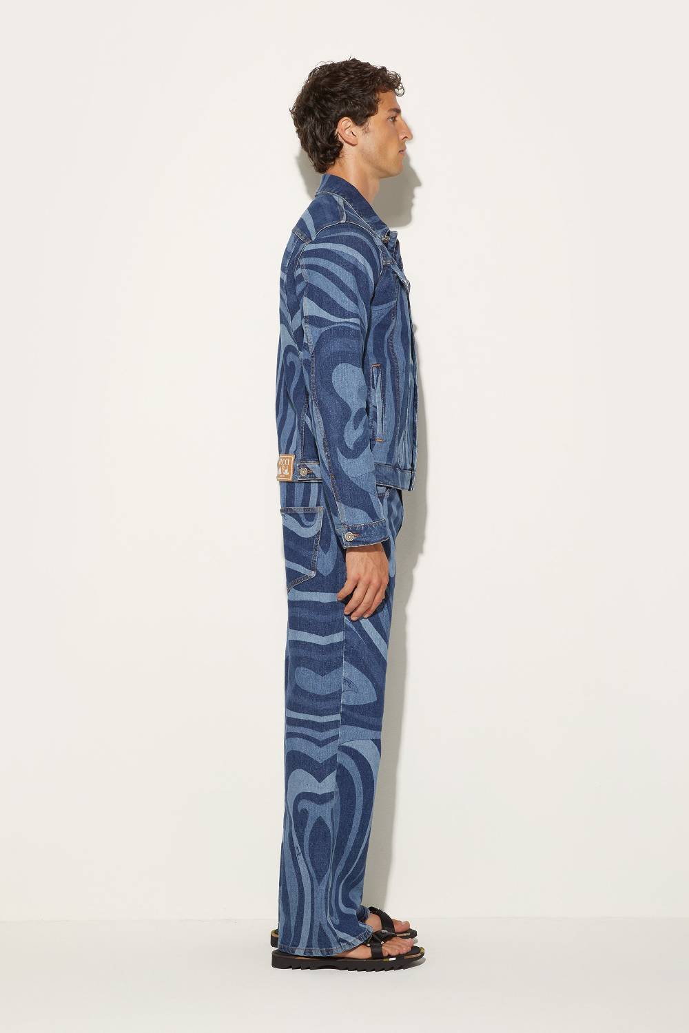 Pucci Giacca in denim con stampa Marmo Consegna Veloce