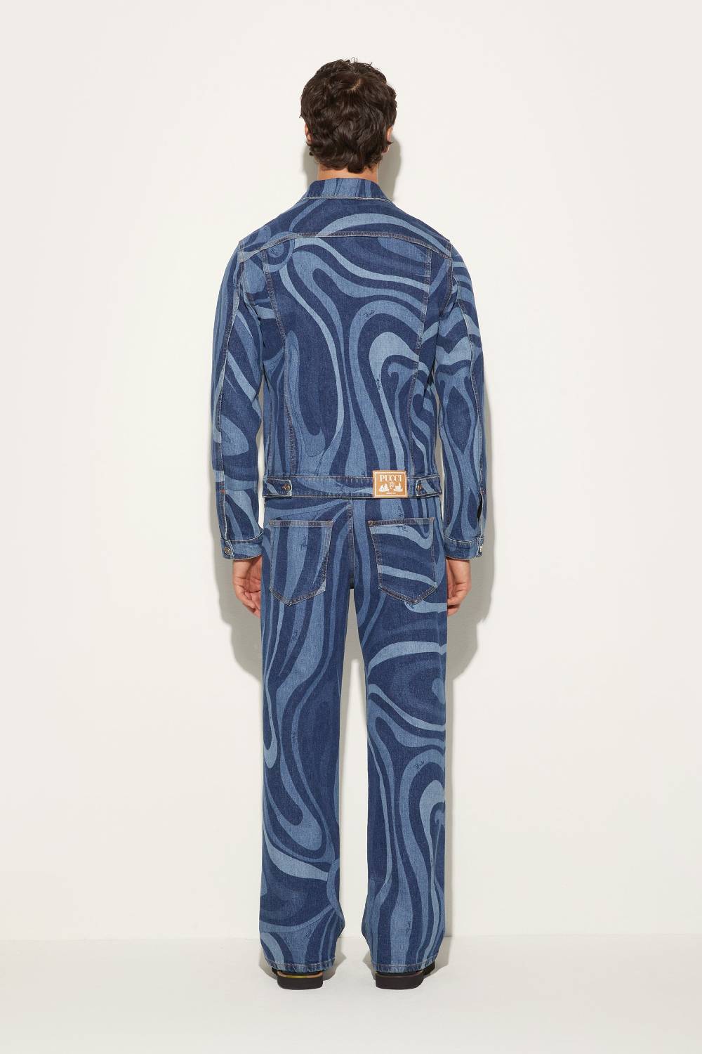 Pucci Giacca in denim con stampa Marmo Consegna Veloce
