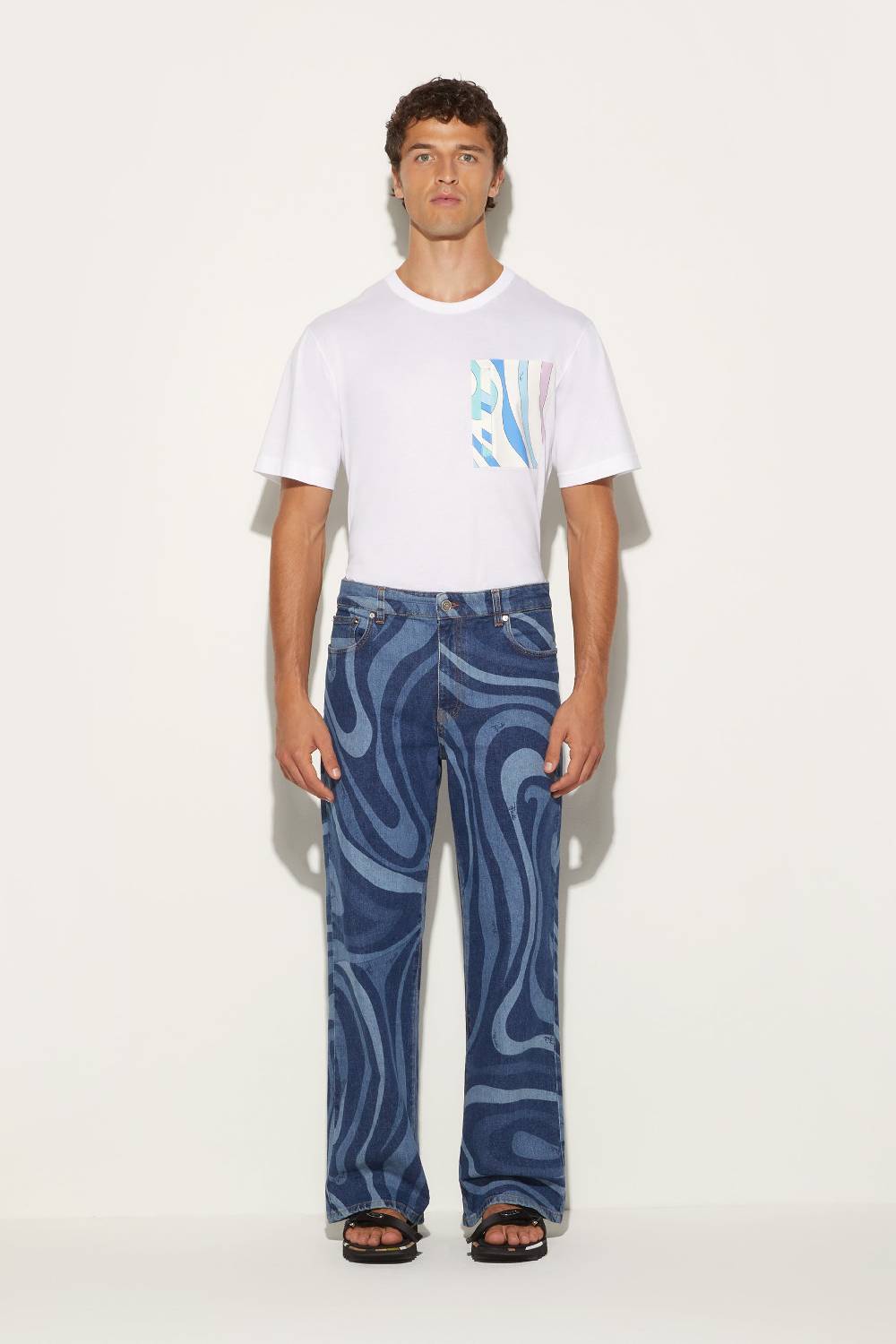 Pucci Jeans a gamba dritta con stampa Marmo Promozione Limitata