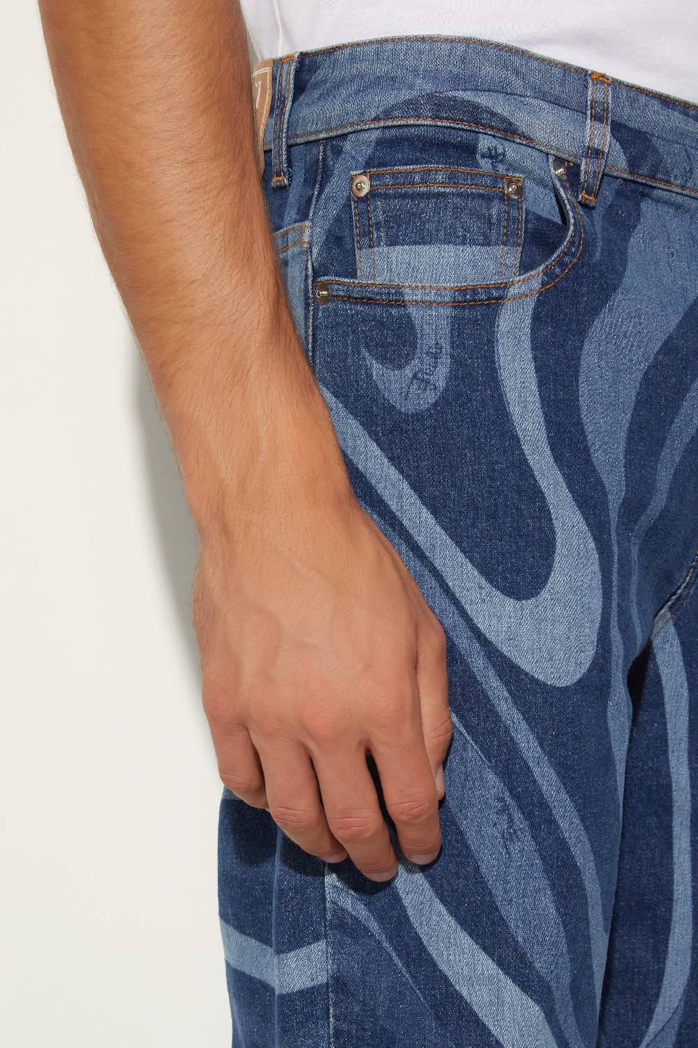 Pucci Jeans a gamba dritta con stampa Marmo Promozione Limitata