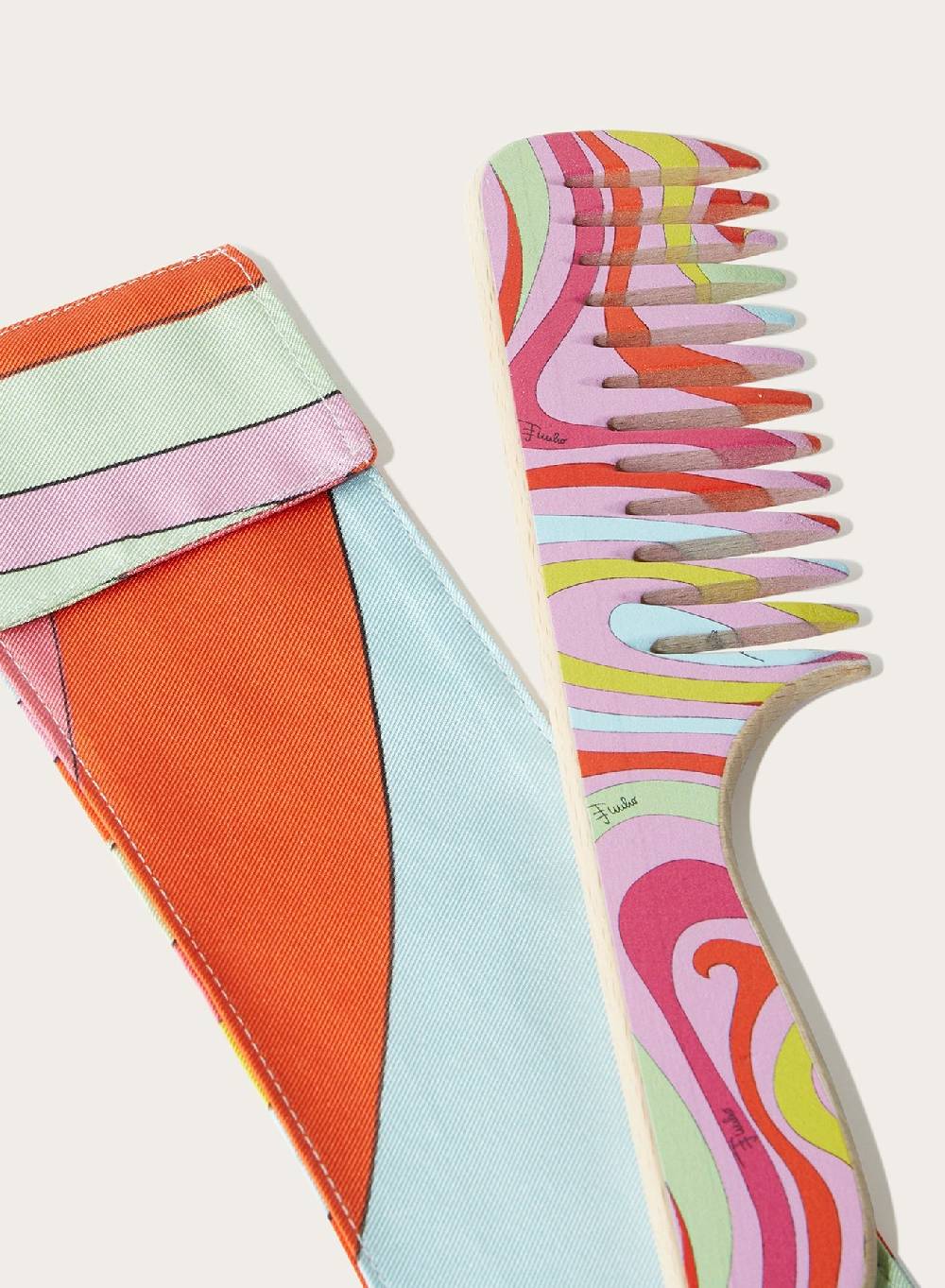 Pucci Set custodia e pettine in legno con stampa Marmo Vendita Calda