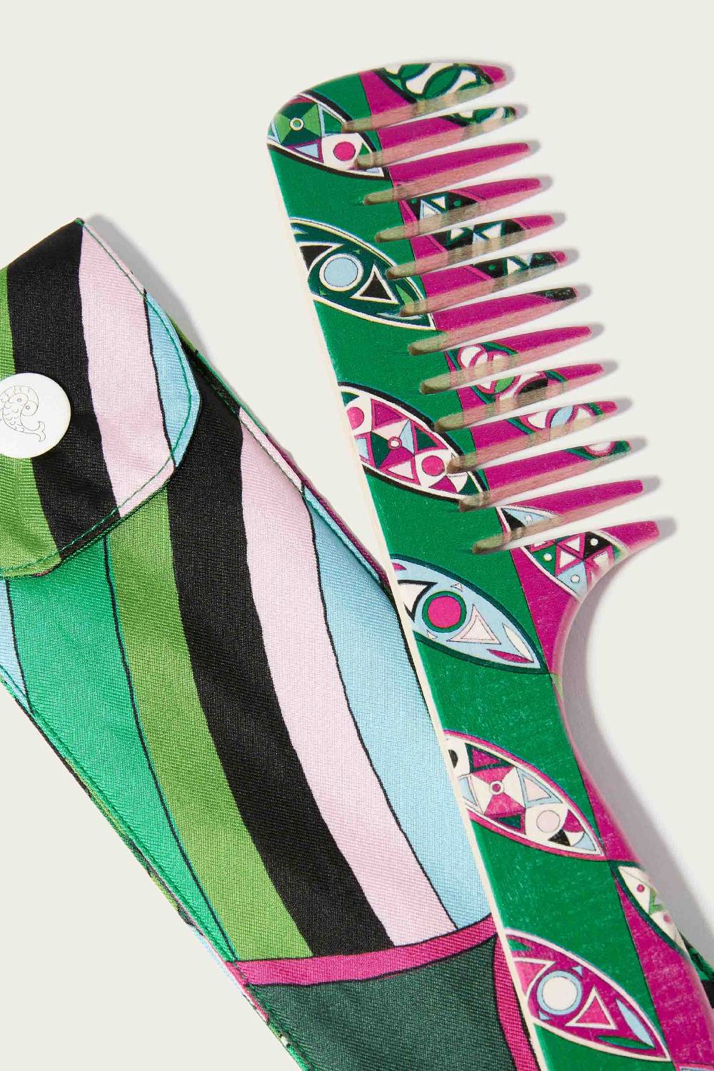 Pucci Set custodia e pettine in legno con stampa Girandole Spedizione Gratuita