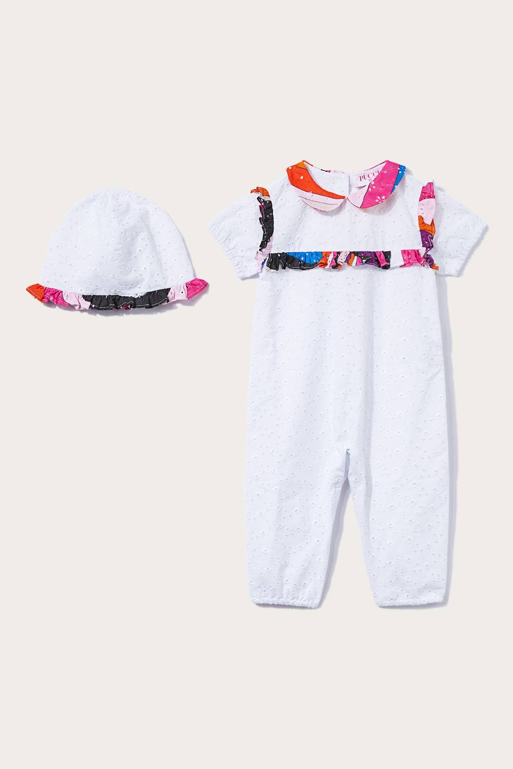 Pucci Completo neonato in sangallo con inserti Iride Presa