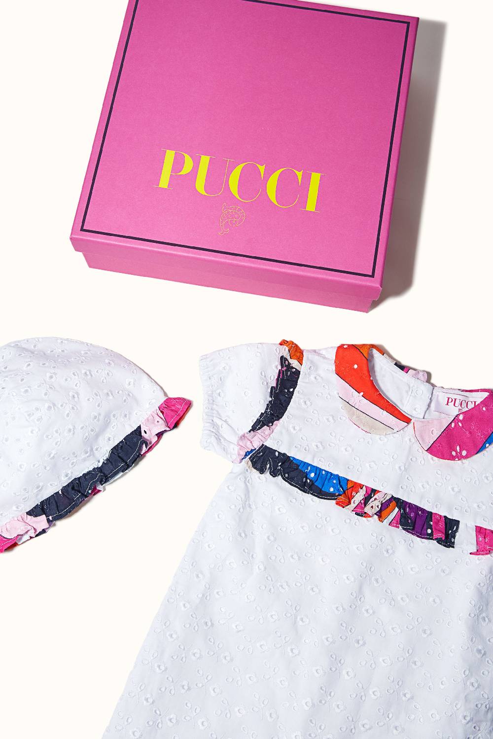 Pucci Completo neonato in sangallo con inserti Iride Presa