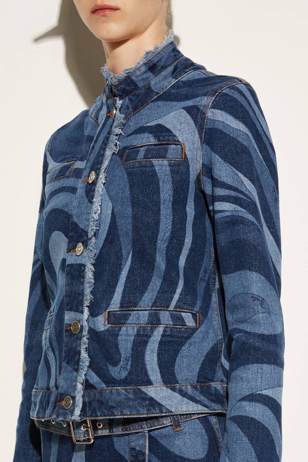Pucci Giacca in denim con stampa Marmo Rilascio limitato
