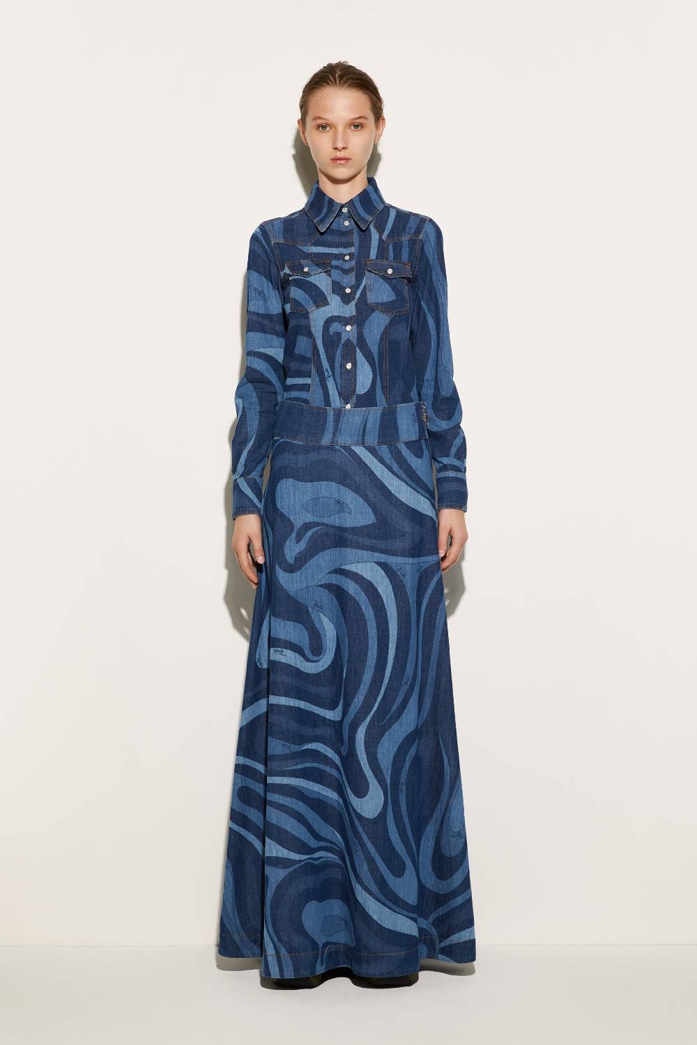 Pucci Gonna lunga in denim con stampa Marmo Fino al 60% di sconto