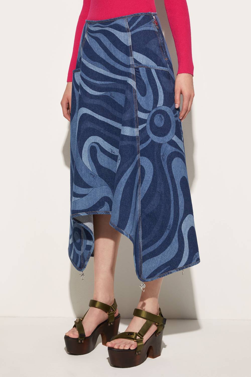 Pucci Gonna in denim con stampa Marmo Only for today