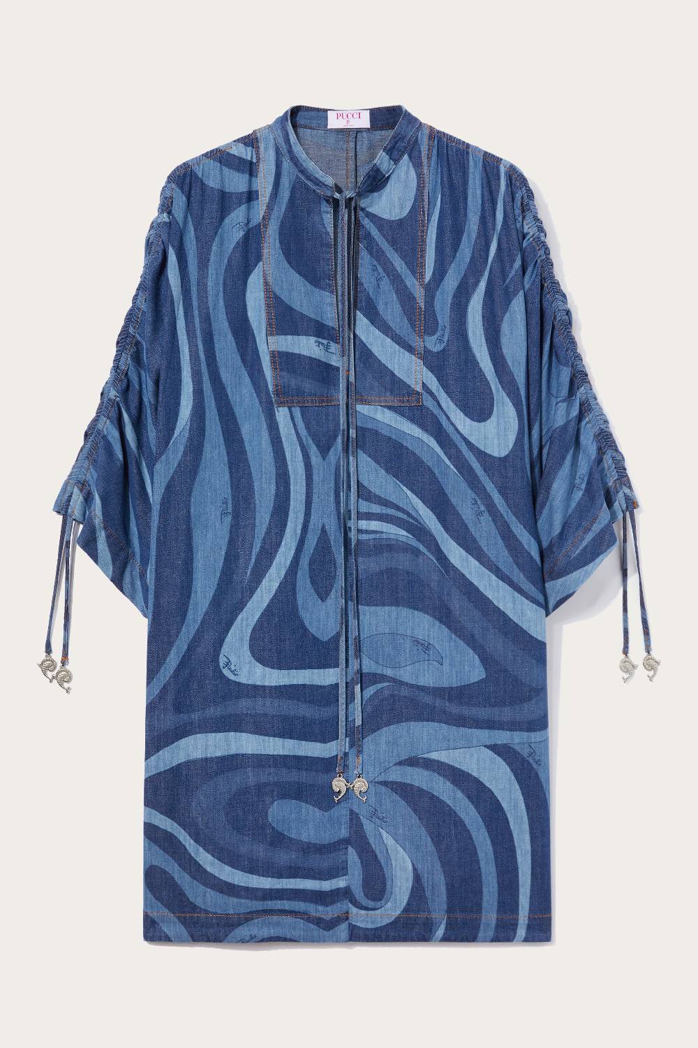 Pucci Abito kaftano in denim con stampa Marmo Fino al 55% di sconto