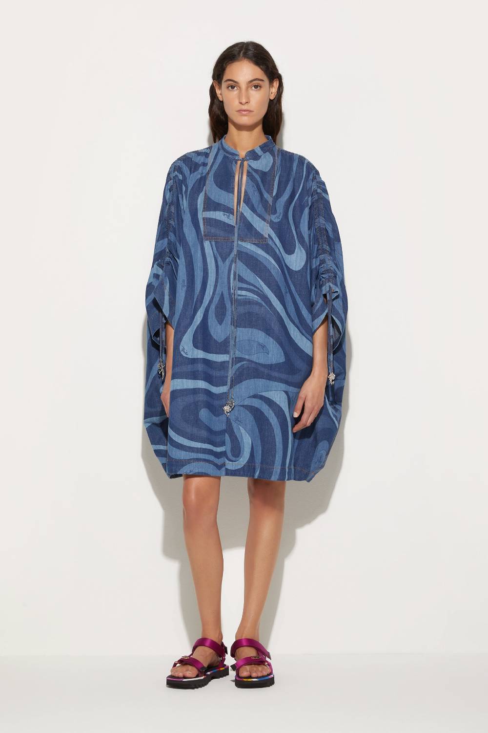 Pucci Abito kaftano in denim con stampa Marmo Fino al 55% di sconto
