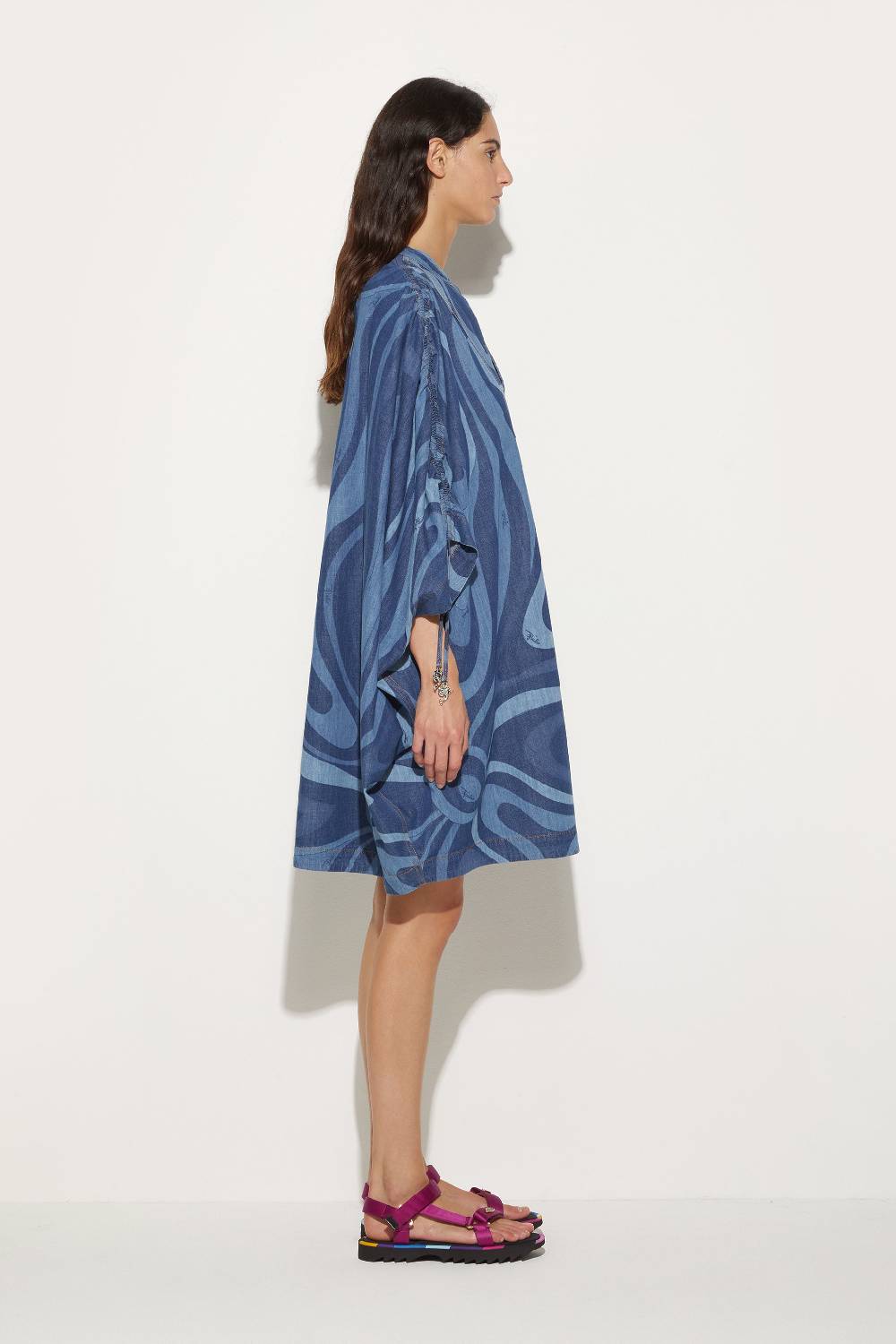 Pucci Abito kaftano in denim con stampa Marmo Fino al 55% di sconto