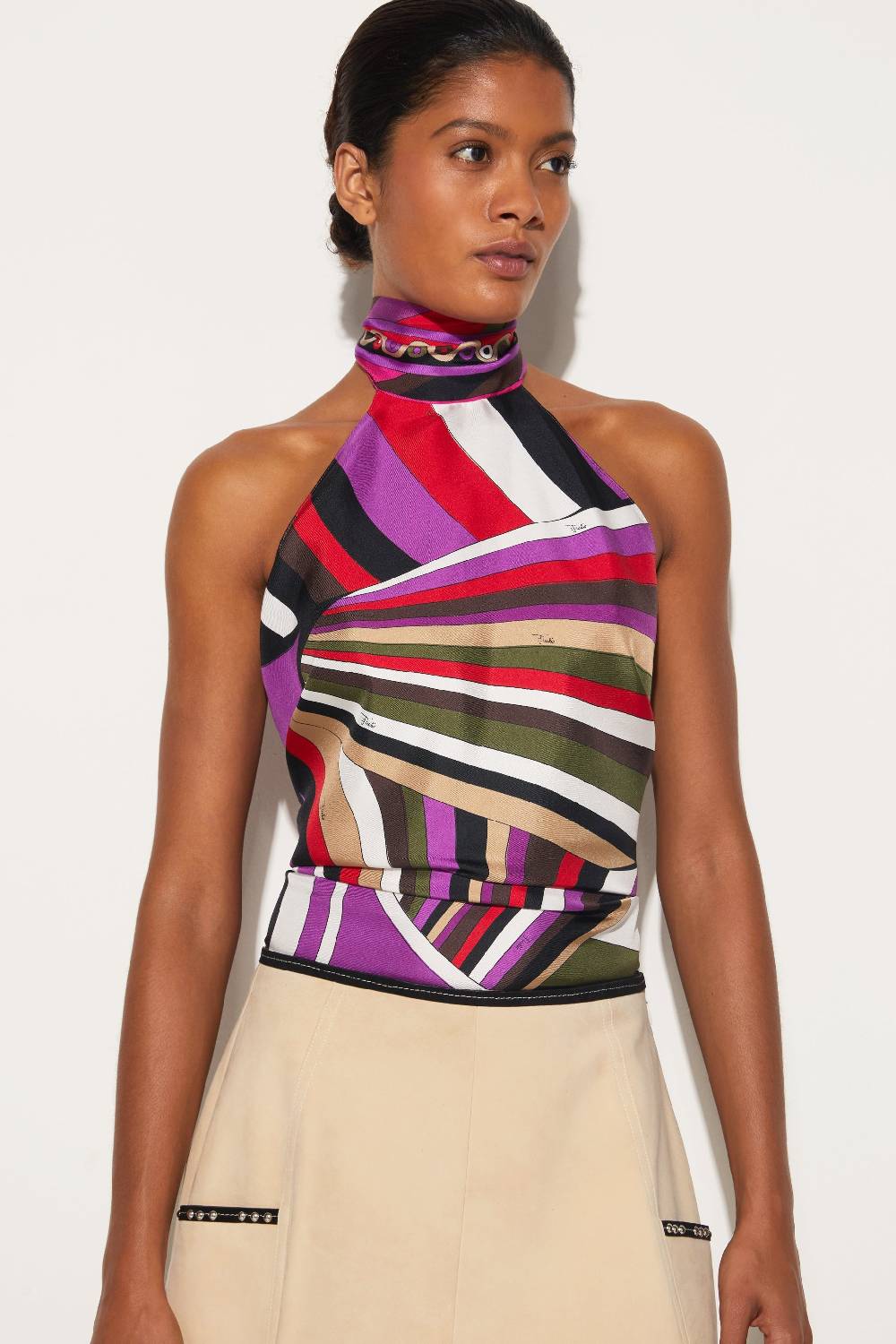 Pucci Top in seta con stampa Iride Italia