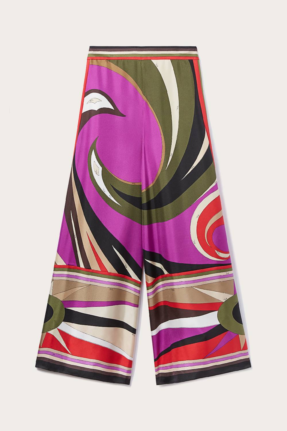 Pucci Pantaloni in seta con stampa Cigni Presa