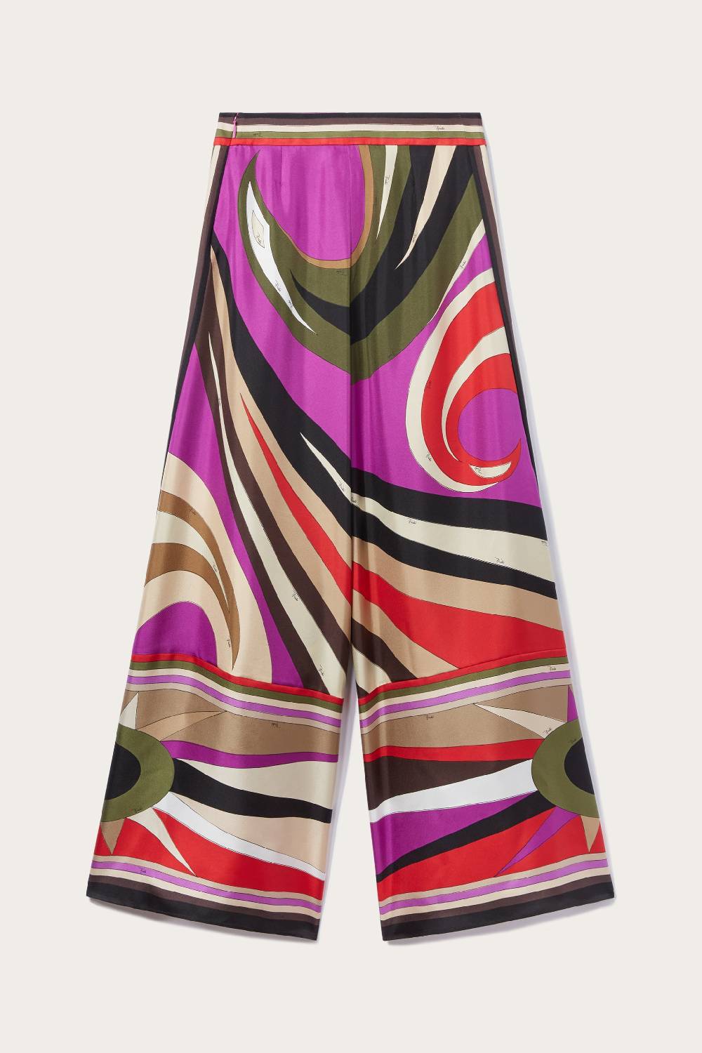 Pucci Pantaloni in seta con stampa Cigni Presa