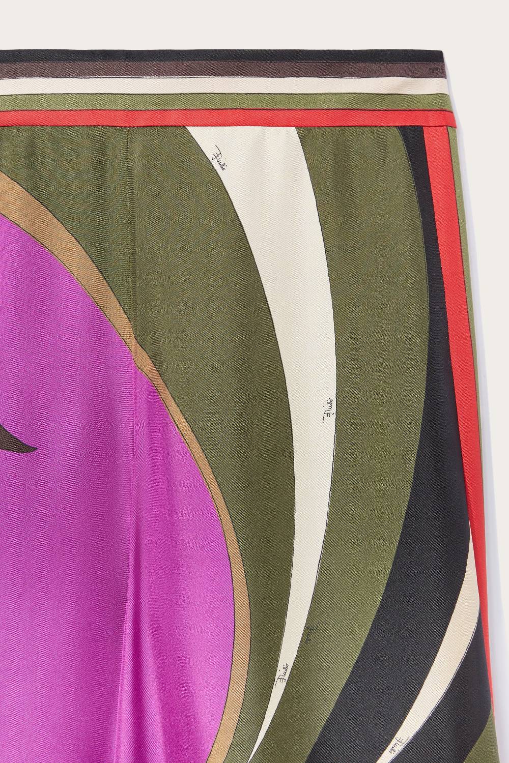 Pucci Pantaloni in seta con stampa Cigni Presa