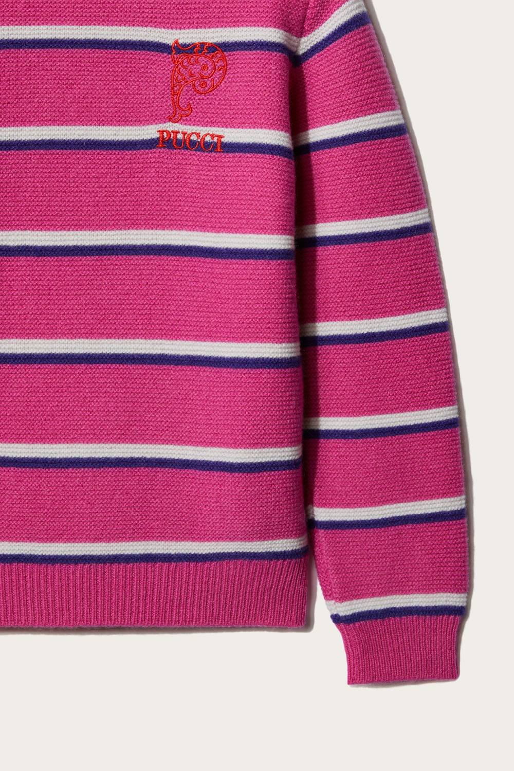 Pucci Logo-Embroidered Striped Sweater In Saldo