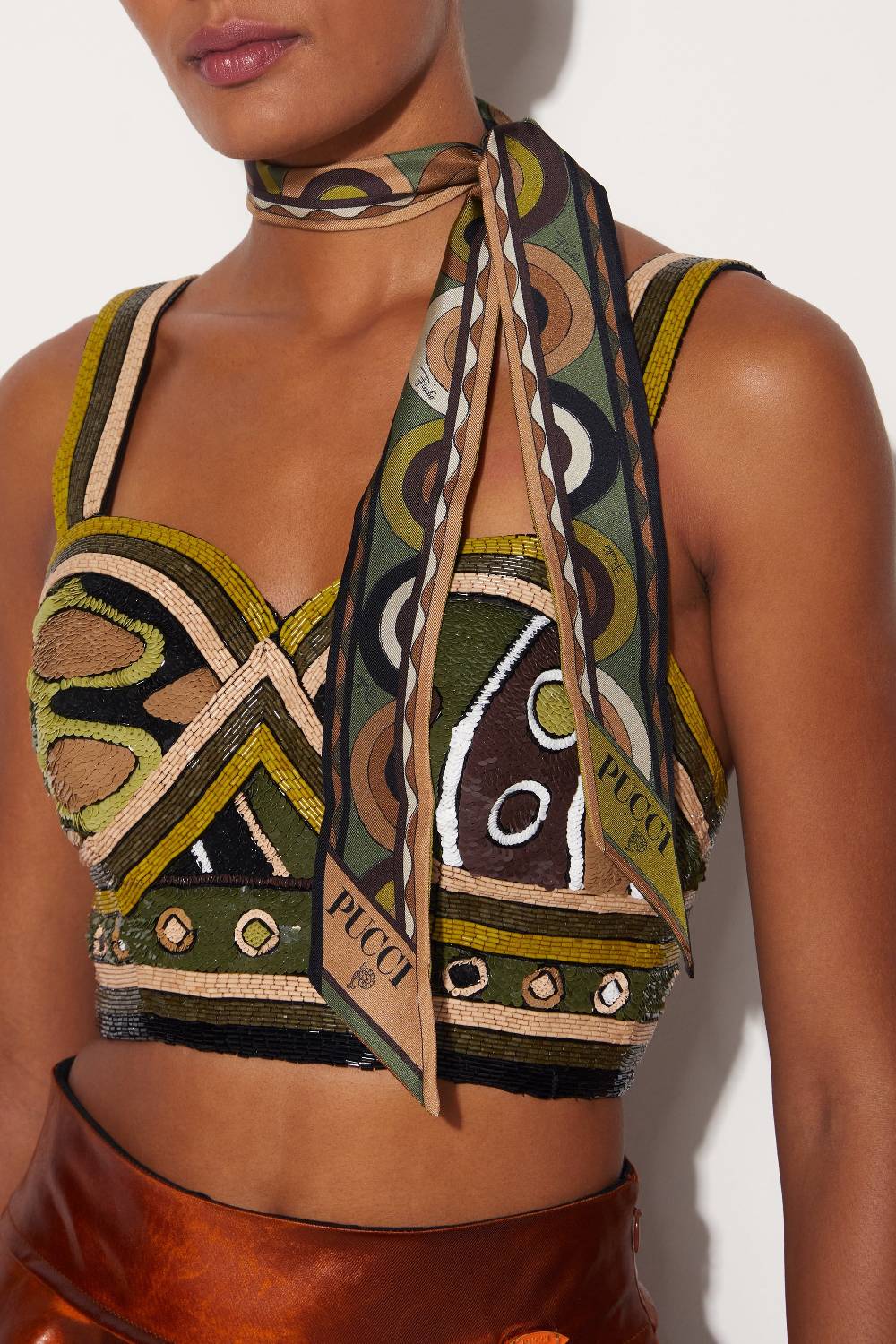 Pucci Foulard in seta con stampe Onde e Bersaglio In vendita