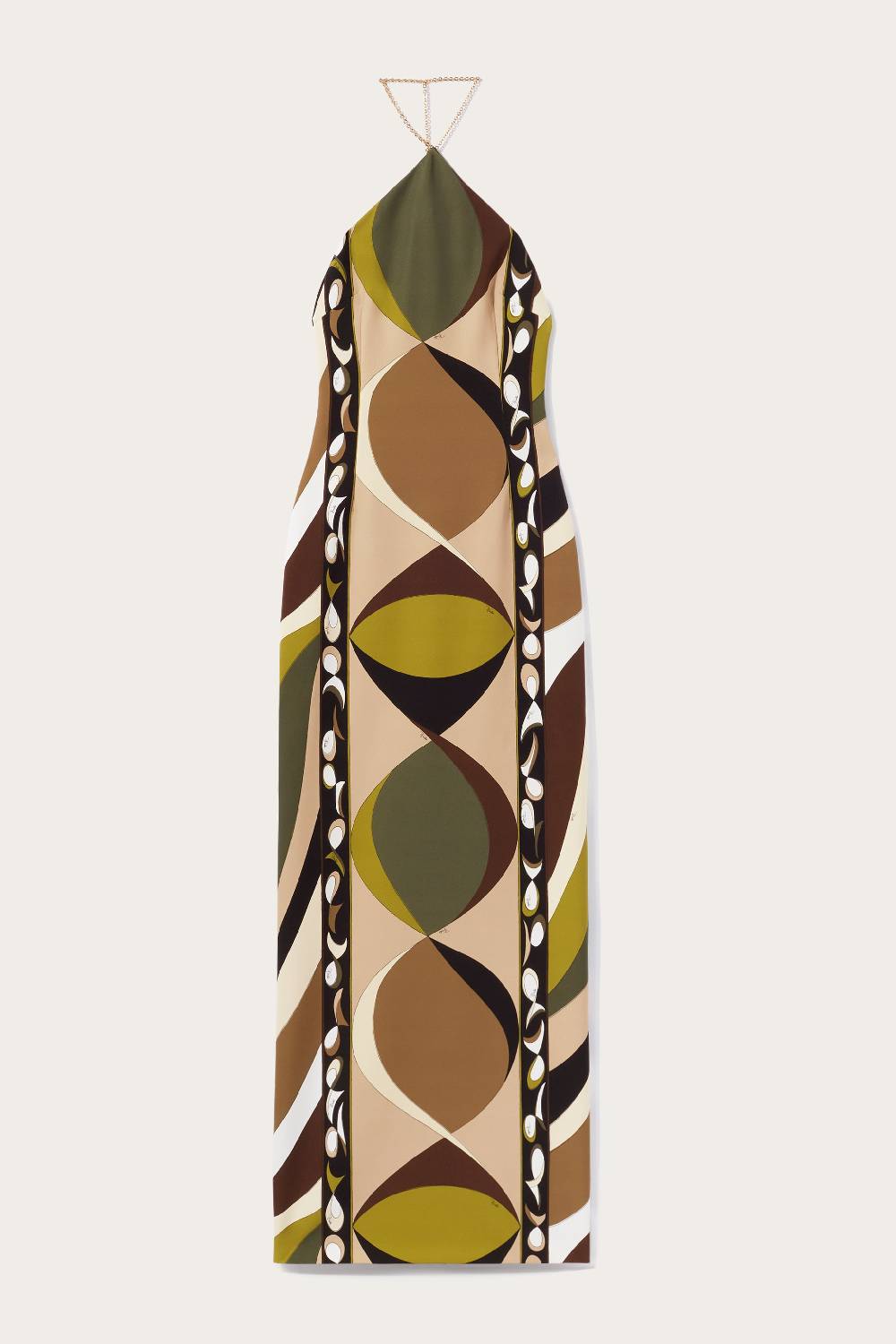 Pucci Abito lungo con scollo all'americana e stampa Pesci Presa