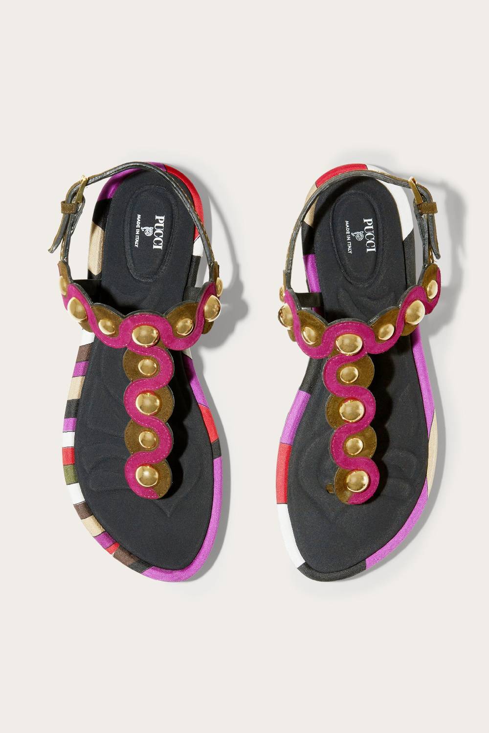 Pucci Sandali in pelle scamosciata con motivo Onde Grande vendita