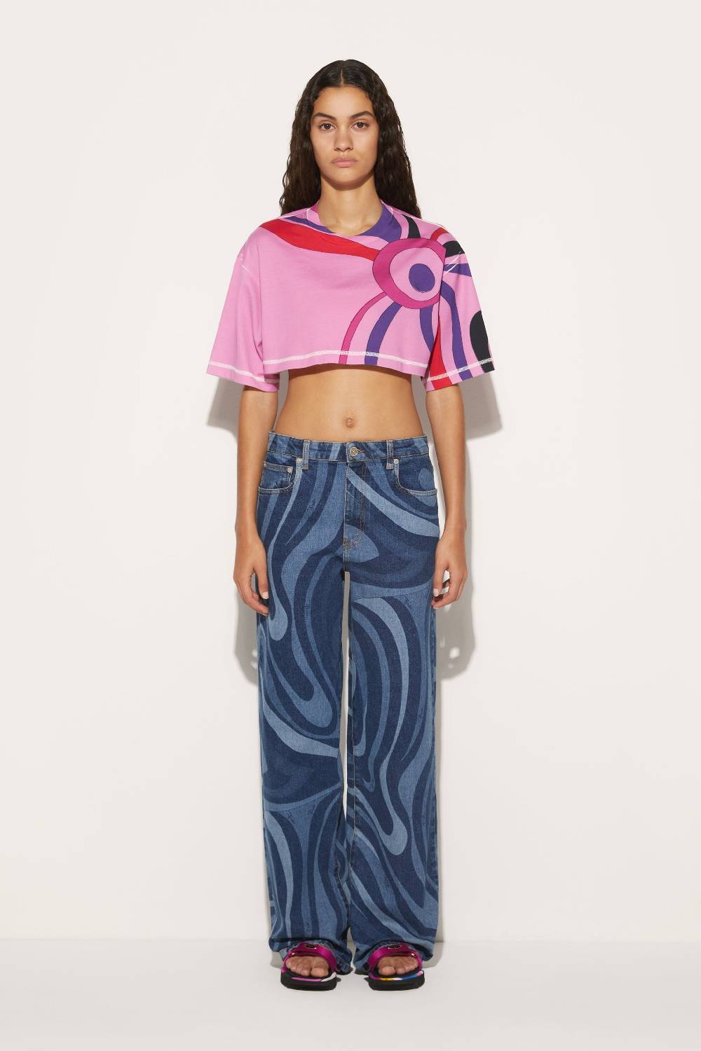 Pucci T-shirt cropped con stampa Marmo Offerta Pasqua