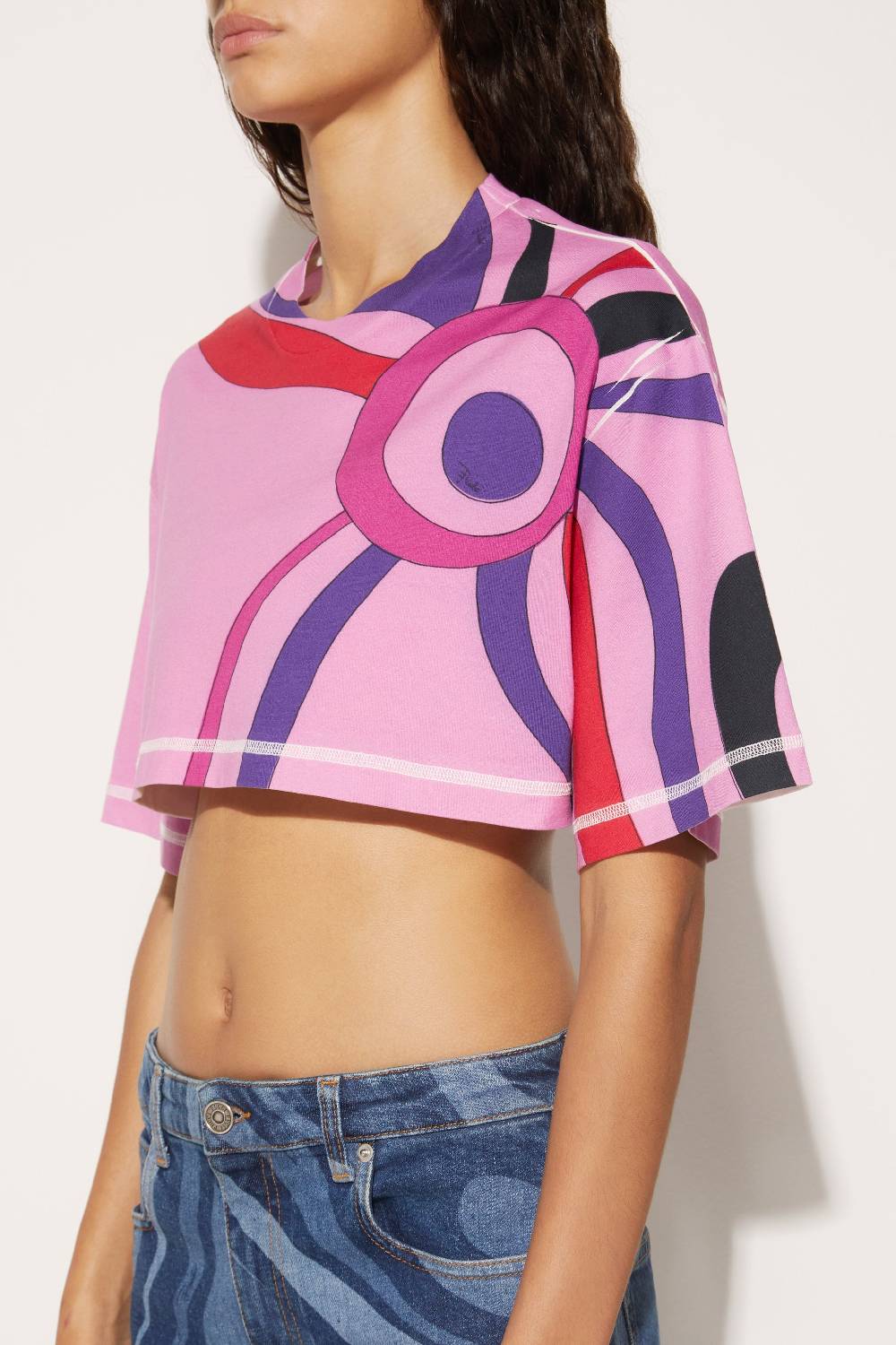 Pucci T-shirt cropped con stampa Marmo Offerta Pasqua