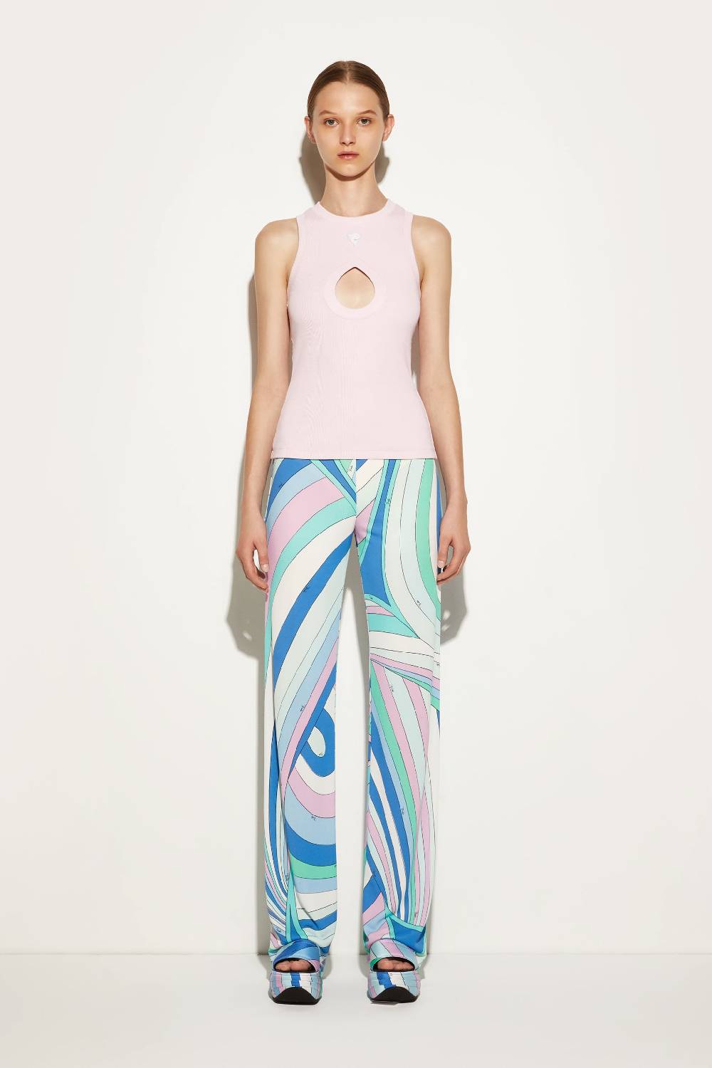 Pucci Canotta a costine con logo Pucci P Enormi sconti