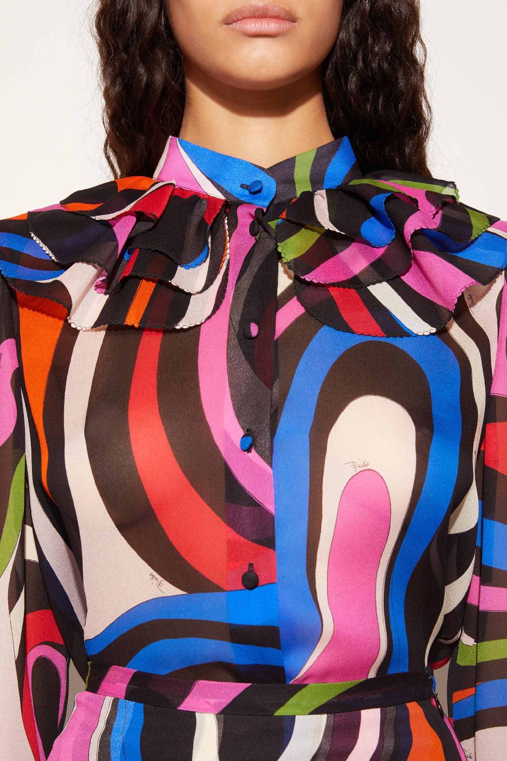 Pucci Camicia in seta con stampa Marmo Solo un giorno rimasto
