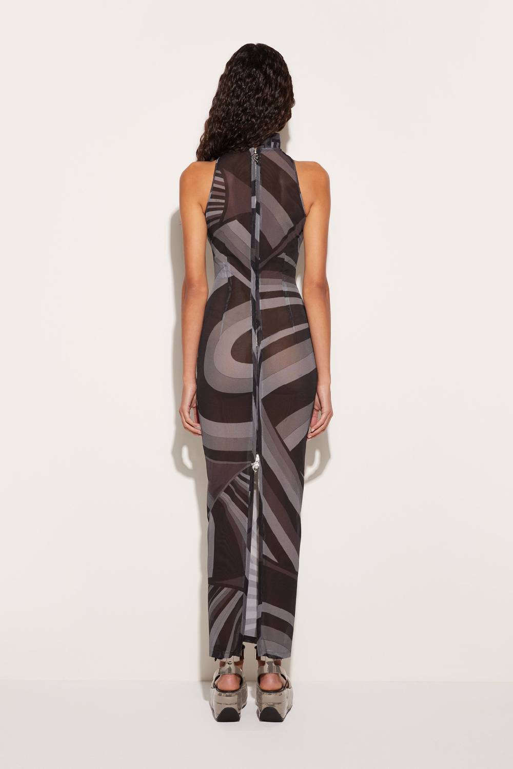 Pucci Abito lungo in mesh con stampa Iride Promozione Limitata