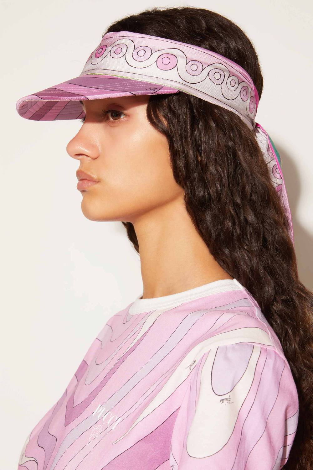 Pucci Visiera in seta con stampe Marmo e Onde Grande vendita