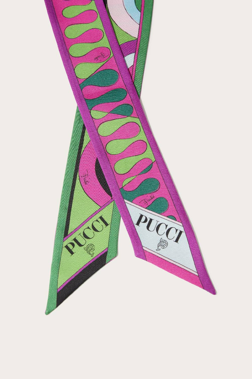 Pucci Foulard in seta con stampe Onde e Leocorno Fornitura limitata