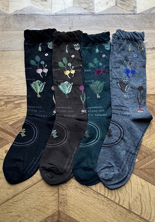 ﻿Rose & Lini ANTIPAST COTTON “SALAD” AS-221 SOCKS BLACK Nuova