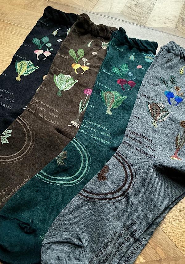 ﻿Rose & Lini ANTIPAST COTTON “SALAD” AS-221 SOCKS BLACK Nuova