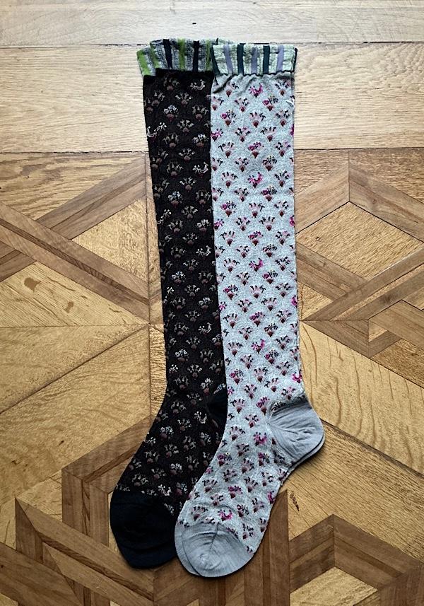 Rose & Lini ANTIPAST WOOL “FUN FAN” AM-790HS LONG SOCKS DARK BROWN Promozione