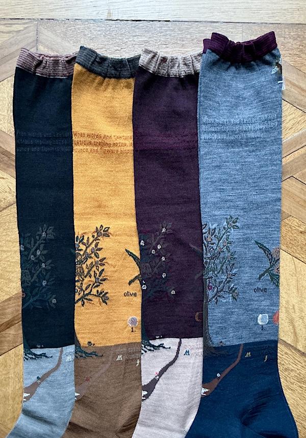 Rose & Lini ANTIPAST WOOL “OLIVE HARVEST” AM-790HS LONG SOCKS MUSTARD Acquista Ora
