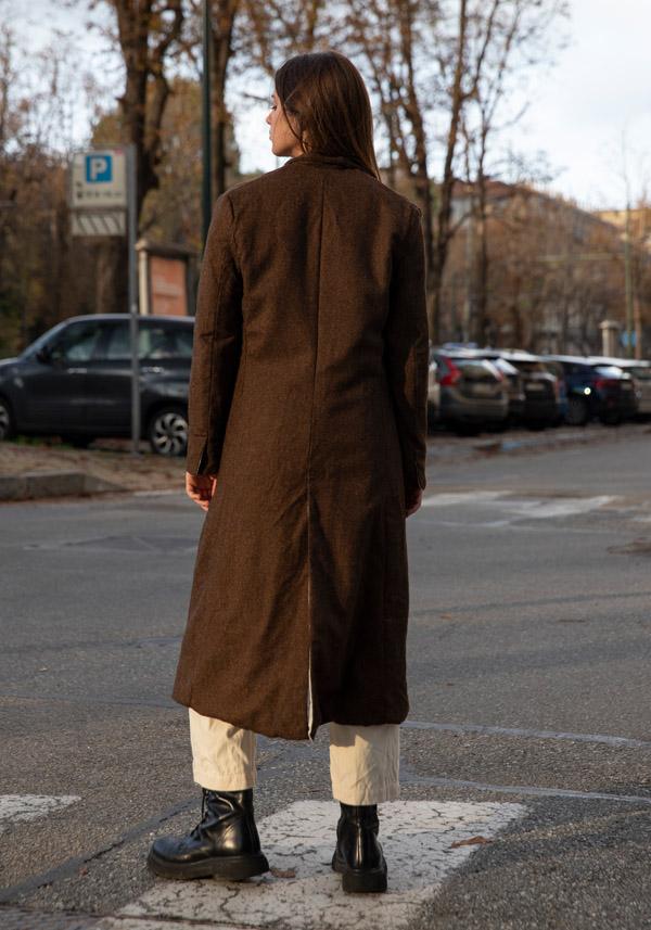 Rose & Lini RISA NAKAMURA WOOL “COAT F” BROWN Promozione Limitata