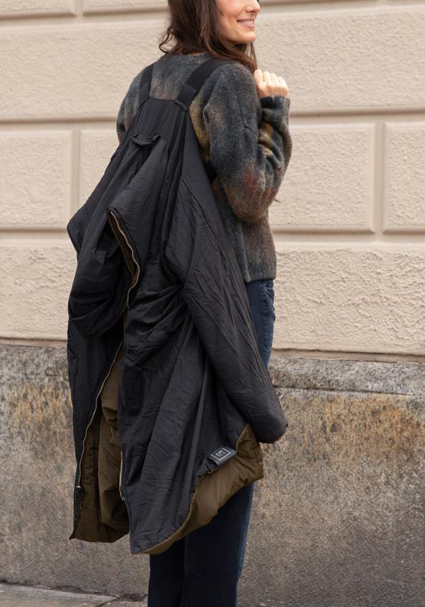 Rose & Lini KIMONORAIN REVERSIBLE “PARKA” JACKET GREEN & BLACK In Saldo