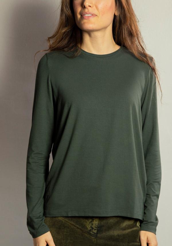 Rose & Lini MAJESTIC VISCOSE “COL ROND 509” FOREST T-SHIRT Moda