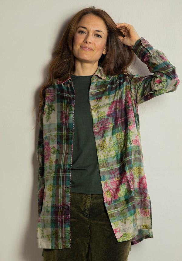 Rose & Lini MAJESTIC VISCOSE “COL ROND 509” FOREST T-SHIRT Moda
