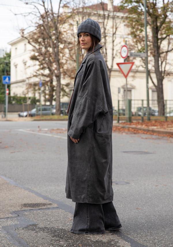 Rose & Lini GIORGIO BRATO LEATHER OVERSIZED COAT VINTAGE BLACK 2025
